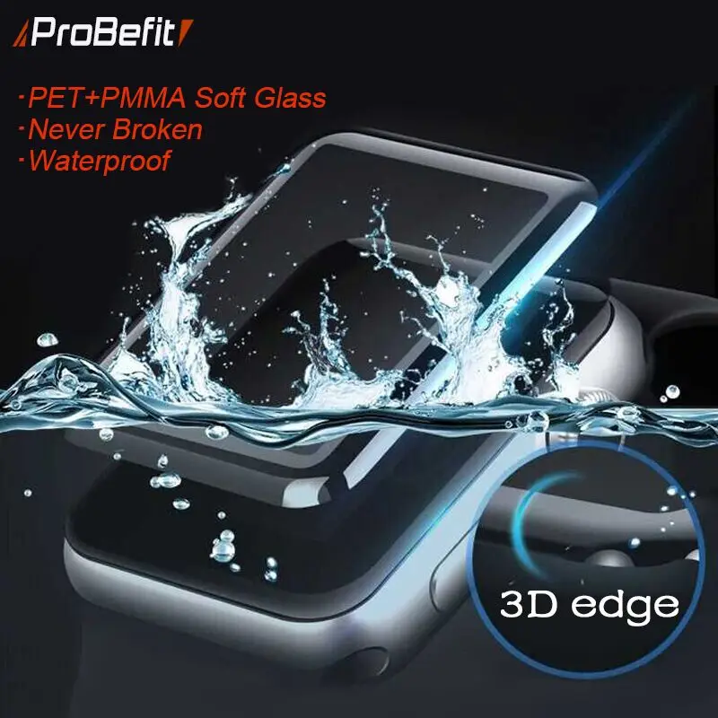 

Screen Protector For Apple Watch 44mm Not Tempered soft Glass Full 3D Coverage Waterproof Glass Film for iWatch 4/5 40MM 42MM