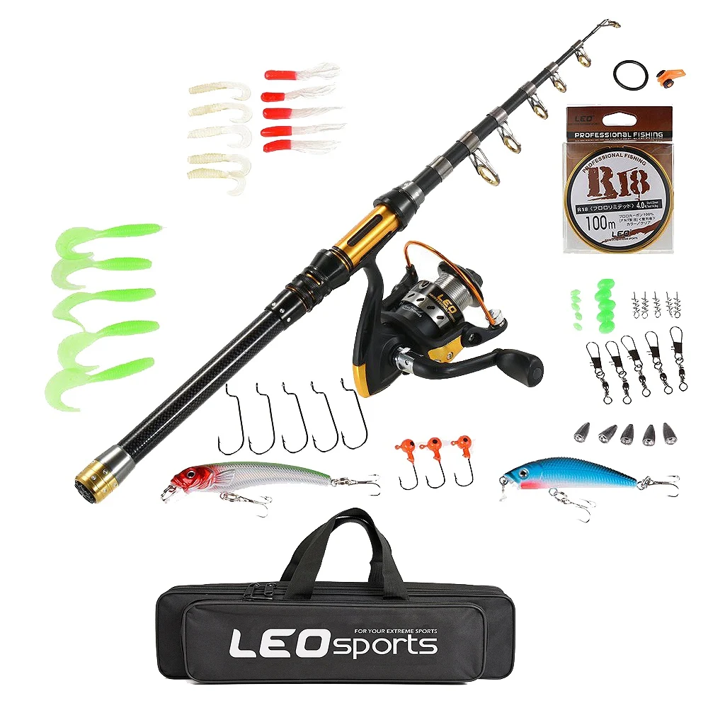 ليو 2.1 M تلسكوبي الصيد قضيب و بكرة كومبو يشبع عدة الغزل الصيد بكرة والعتاد المنظم القطب مجموعة مع الصيد الناقل حقيبة