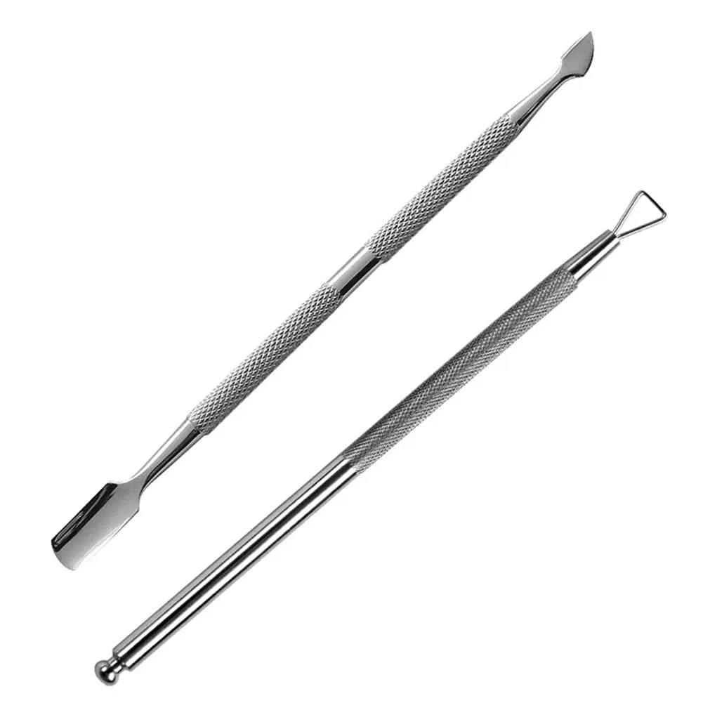 

XY Fancy 2 Pcs/set Cuticle Remover Stainless Steel Push Nail Cuticle Pusher Manicure Finger Dead Skin Push Nail Care Tool