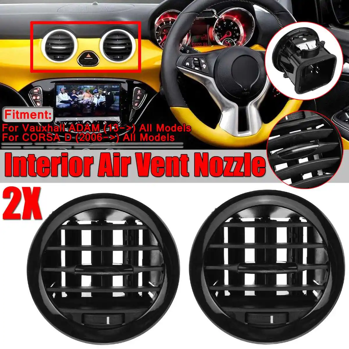 

Interior Car Heater A/C Air Vent Cover Outlet Grille For Vauxhall Opel ADAM / CORSA D MK III Air Conditioning Vents Trim Covers