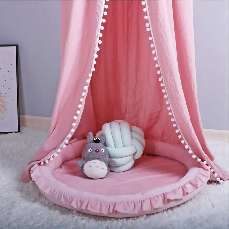 

Nordic Newborn Baby Padded Play Mats Soft Cotton Crawling Mat Girls Game Rugs Round Floor Carpet For Kids Interior Room Decor