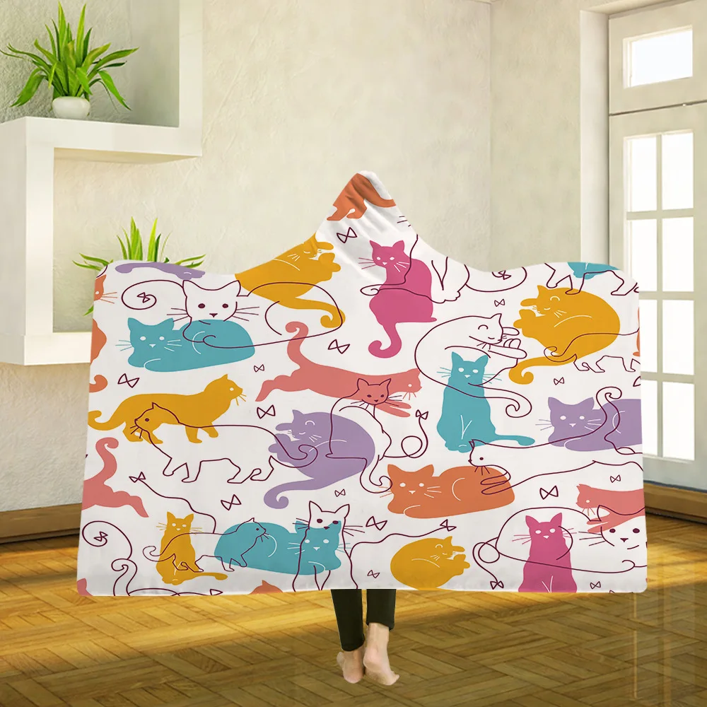 

Hooded Blanket Sherpa Fleece Wearable plush Throw Blanket on Bed Sofa Thick warm blanket sweatshirt