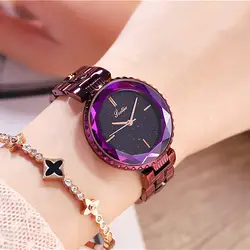 Лидер продаж 5 цветов изящная с бриллиантами кварцевые часы для женщин Простые Модные Одежда высшего качества водостойкие часы сталь танк