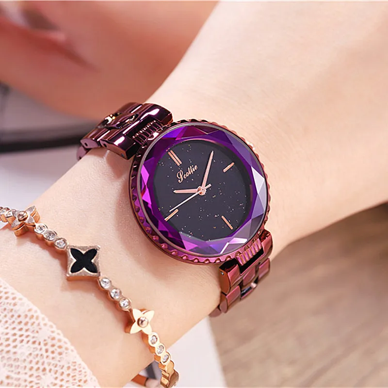 

Hot Sale 5-colors Delicate Diamond Quartz Watch for Women Simple Fashion Top Quality Waterproof Watch Steel Wrist Strap