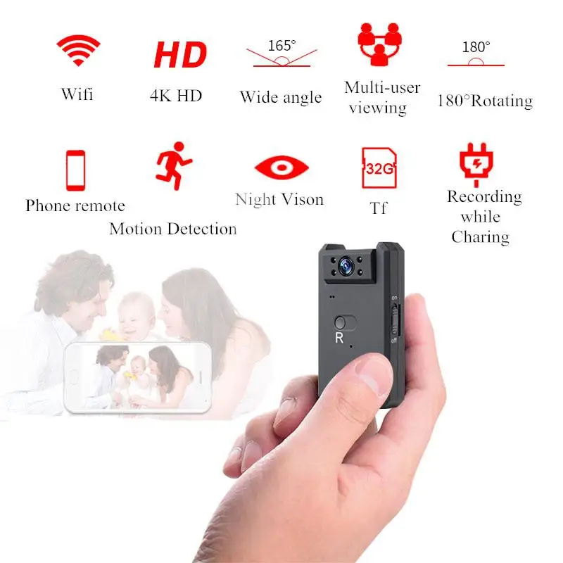 

HD 4K Wifi Mini Camera Motion Detection Camcorder Wide Angle Night Vision Micro IP Camera Remote Monitor security camera