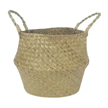 

Storage Basket Wicker Flower Basket Foldable Braid Laundry Basket Dirty Round Wicker 32 x 28cm
