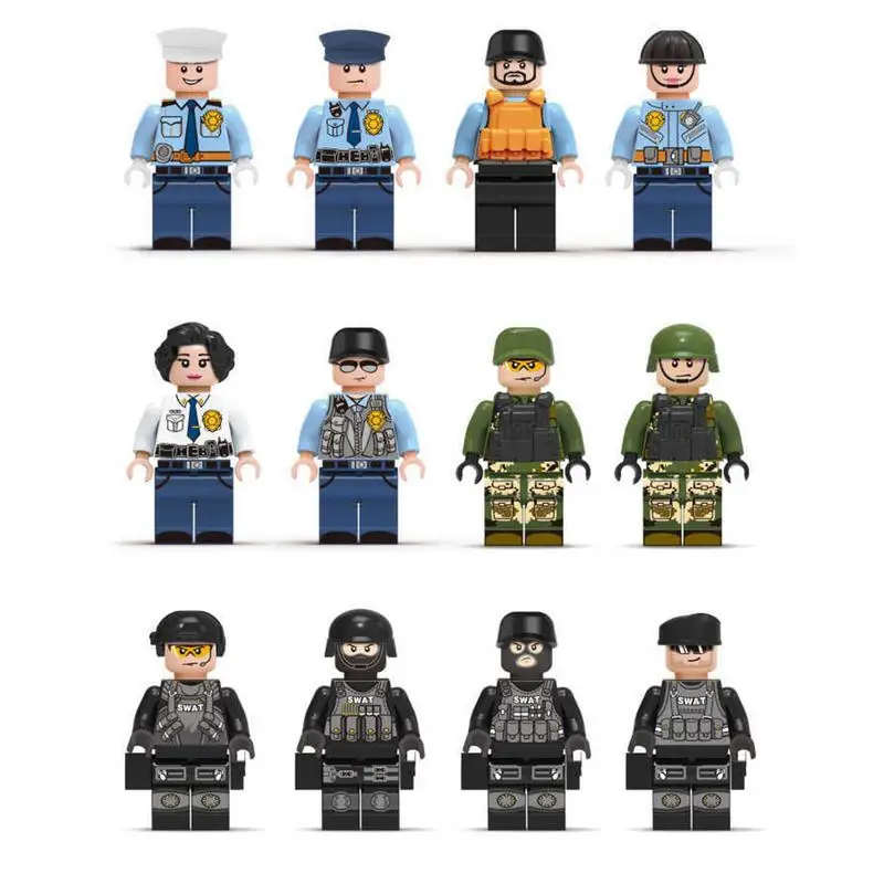 12 шт. строительные блоки игрушка Классическая маленькая фигурка кукла Swat команда