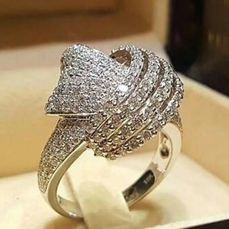 

Women Zircon White Size Silver Ring 6-10 Wedding Fashion Gifts that women love 925 Party Engagement Individual package