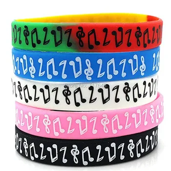

100pcs Multicolor Rubber Wristbands Music Note Hip Hop Musical wristband silicone bracelets free shipping by epacket A