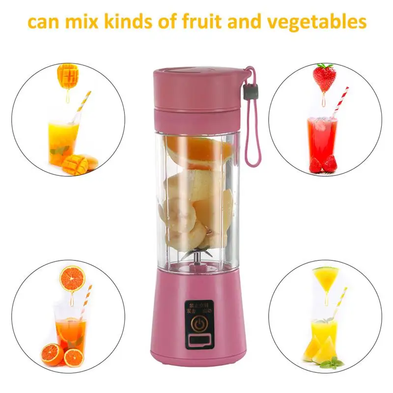 

380ml USB Rechargeable Blender Portable Mini Juice Machine Smoothie Maker Household Small Juice Extractor Kitchen Accersories