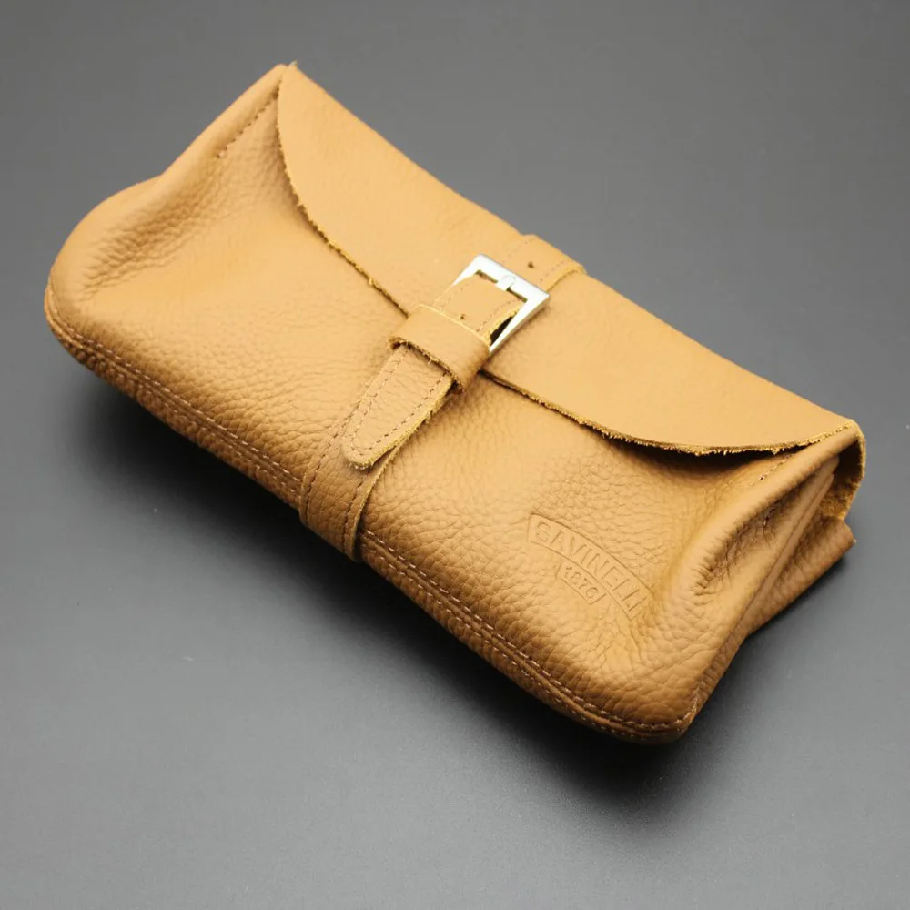 Soft Nature Solid Real Leather Pipe Bag Purse Portable Travel Wood Tobacco Smoking Pipe Case/Pouch Smoking Tool Accessories