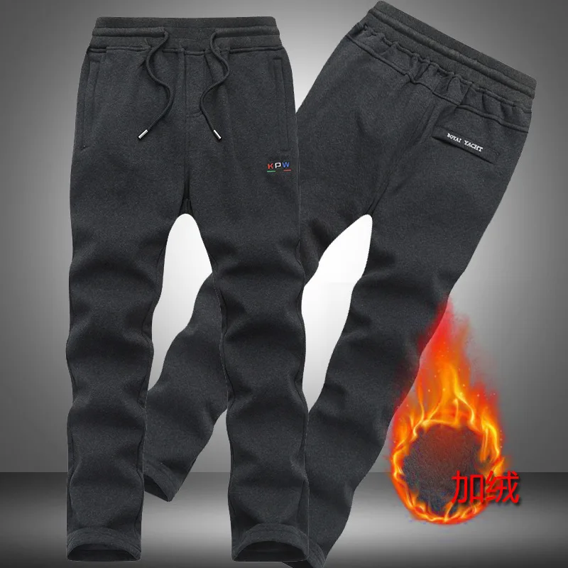 

Fleece Pants Autumn Winter Casual Straight Men Sweatpants Brand Clothing Casual Grey Black Male Pants Top Quality Trousers