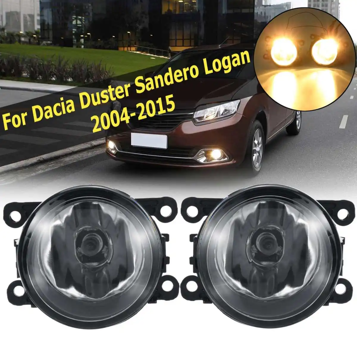 

2Pcs 12V H11 Car Front Bumper Fog Light For Renault Duster Dacia Duster Sandero Logan Pickup US Saloon 2004-2015 Lamp With Bulb