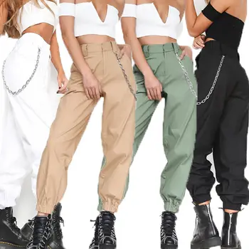 

Hirigin AU Fashion Women Loose Pants Chain Hip-Pop Casual Cargo Joggers Harem Trousers