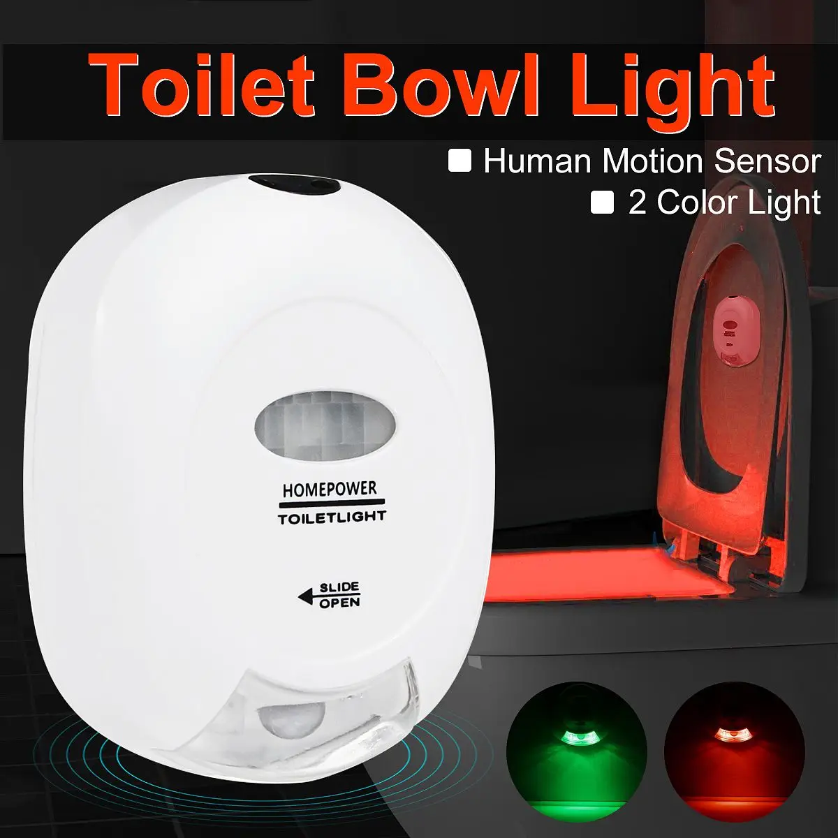 

2 Colors Lamp Toilet Bowl Night Light LED Motion Activated Seat Sensor Light Bathroom Seat Lighting LED Toilet Lamp