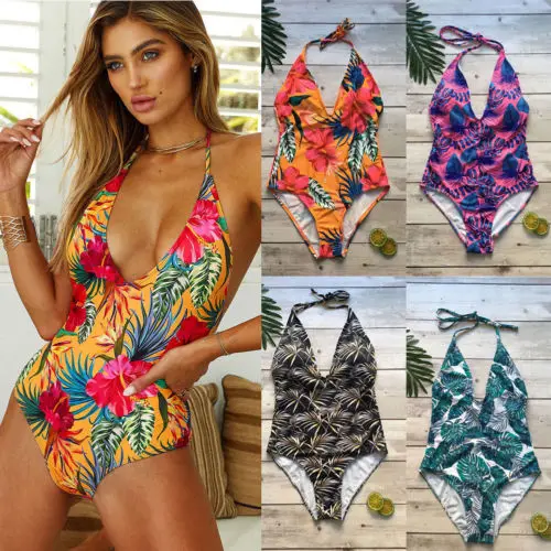 

Womens One-Piece Swimsuit Beachwear Push-up Monokini Bra Bikini Bathing Swimwear