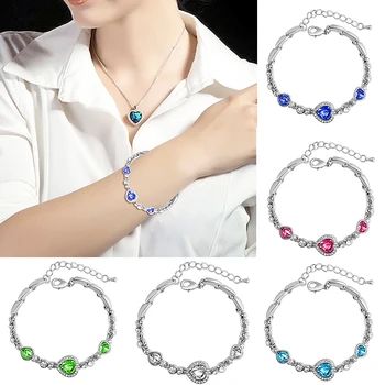 

1 piece Fashion Girls Love Silver Hot Peach heart Crystal Simplicity Jewelry Charm Plated Blue Women