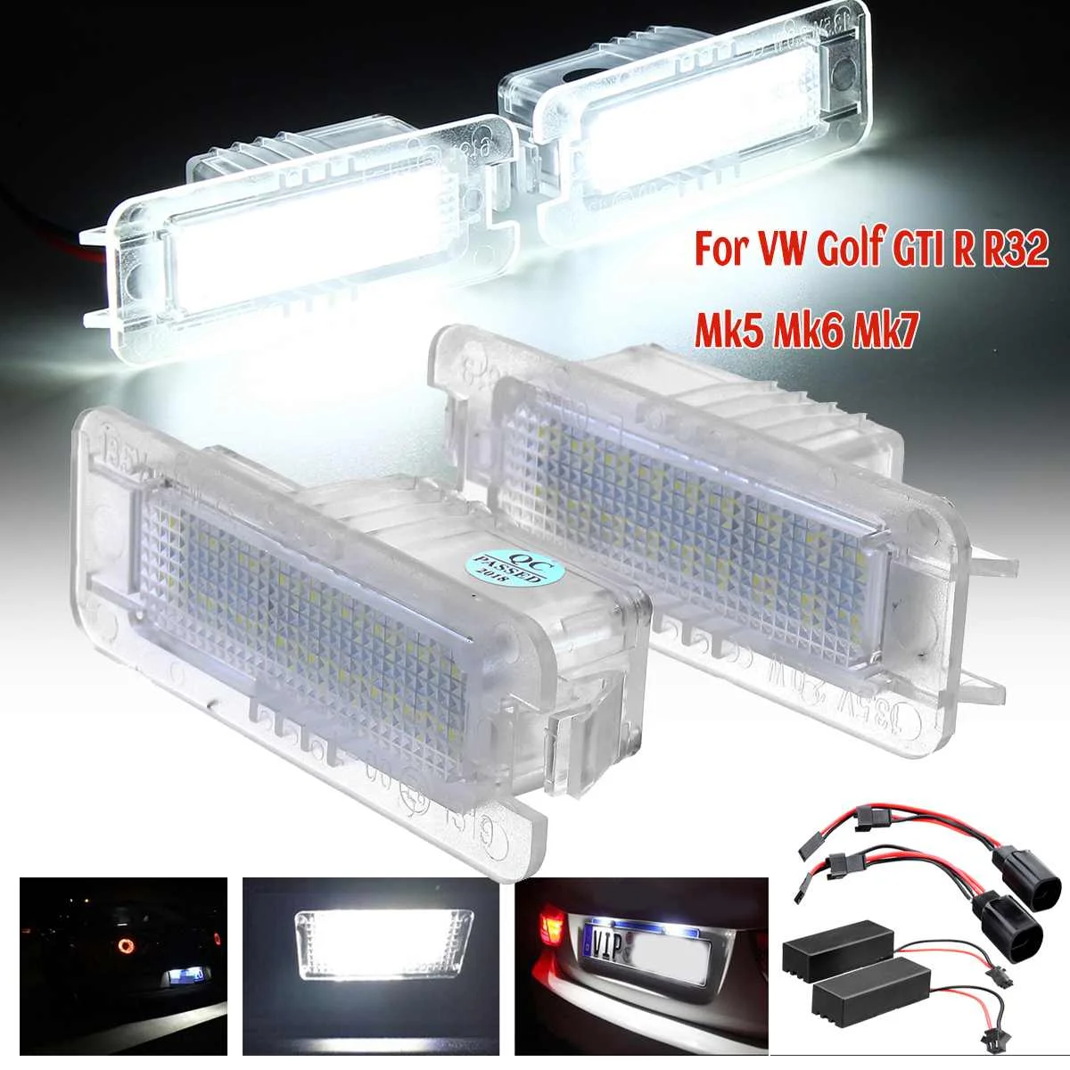 Error Canbus LED Licence Number Plate Lights for VW Polo Scirocco