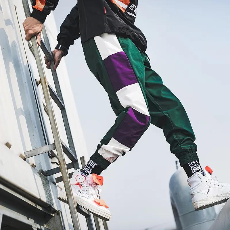 

2019 Spring Contrast Color Ankle Length Ment Hip Hop Trousers Streetwear Sweat Pant Pantalon Homme Jogger Pant Pantalon Hombre