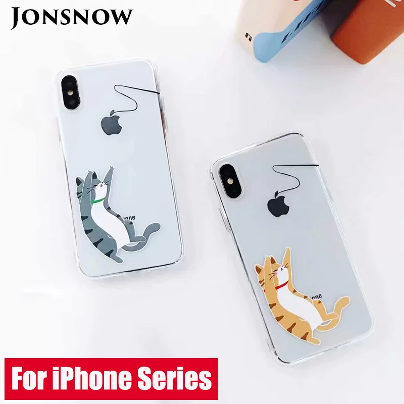 

JONSNOW Phone Case For iPhone 6 6S 7 8 Plus Cute Funny Cat Pattern Soft Back Cover For iPhone XS XR XS Max Capa Coque Fundas