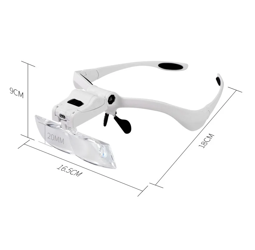 Headband Replaceable Lens Magnifying Glass With LED Light Glasses Illuminated Magnifier 1X 1.5X 2X 2.5X 3.5X Free Hands Tools