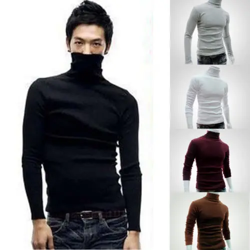 

Winter Thick Warm Sweater Men Turtleneck Brand Mens Sweaters Slim Fit Pullover Men Knitwear Double collar