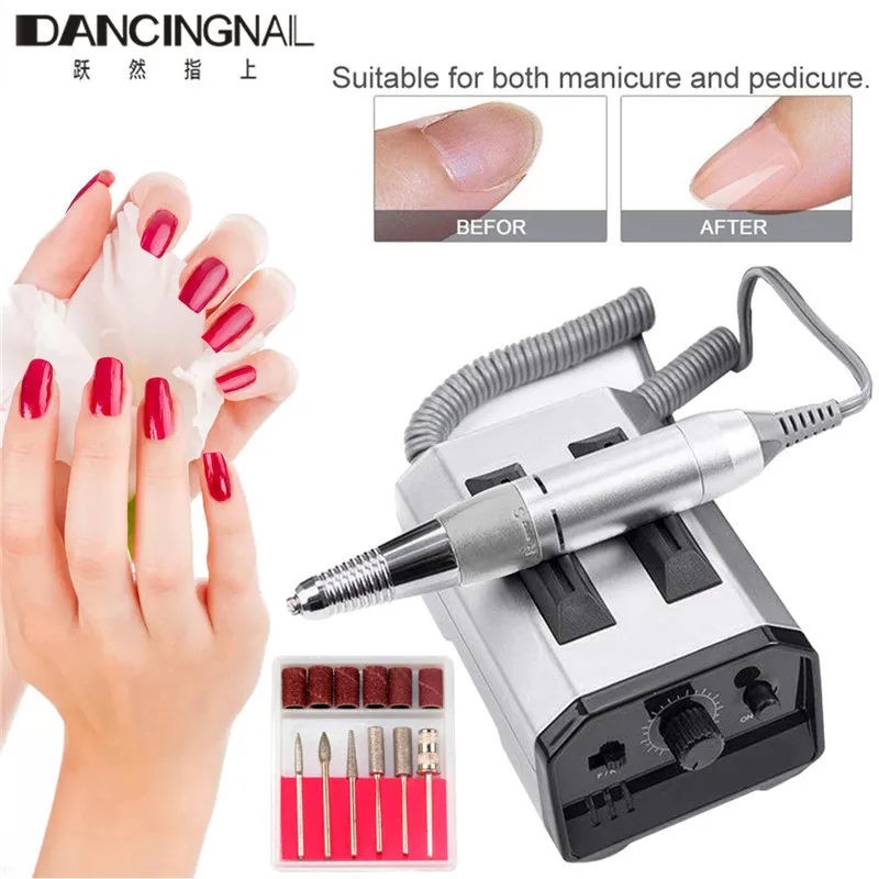 

25000RPM Electric Nail Drill Manicure Set File Grey Nail Pen Machine Set Kit With US Plug 100-240V