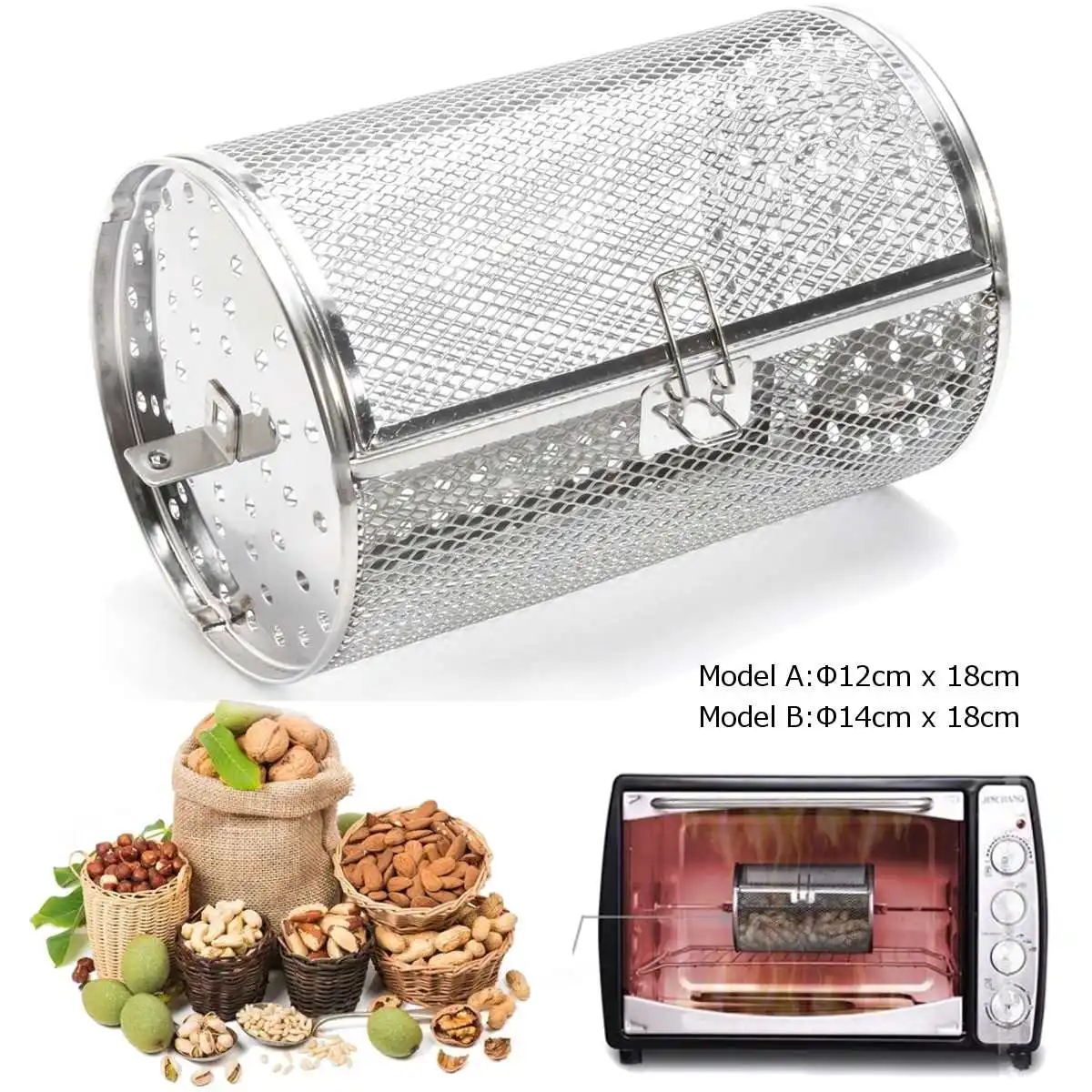 Stainless Steel Storage Basket Peanut Coffee Beans Oven Roaster Grilled Cage BBQ Grill