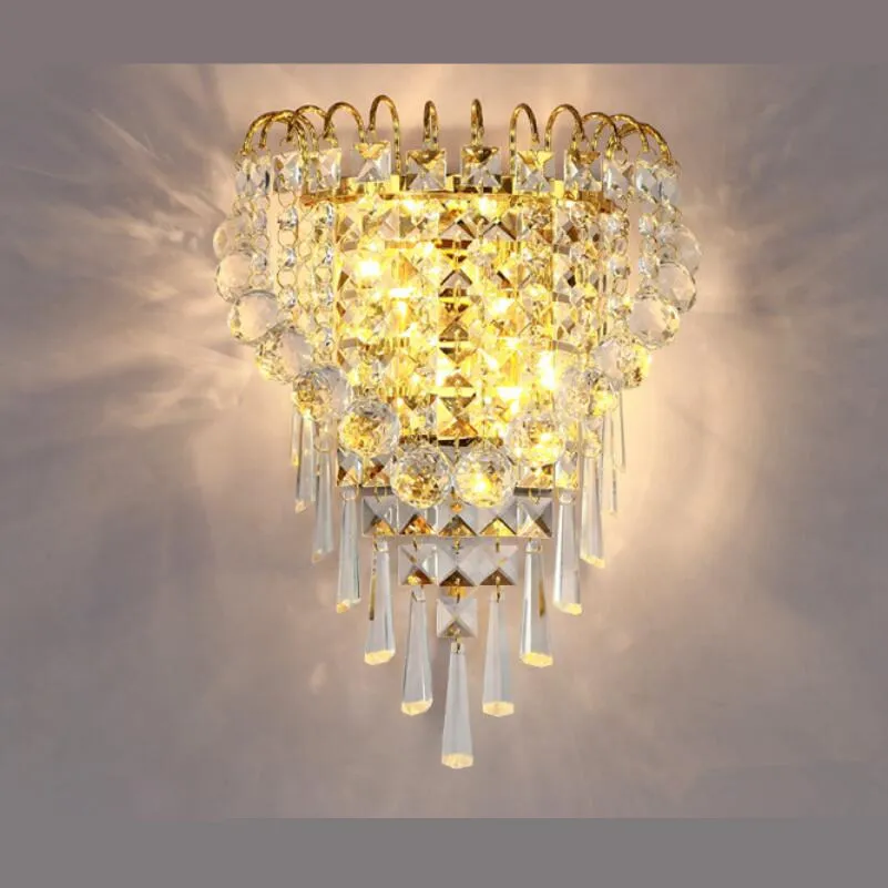 

Modern Luxury Gold Crystal E14 Bulb Wall Lamps Led Lamps Fashion Zipper Switch Led Wall Lighting Living Room Bedroom Wall Lamp