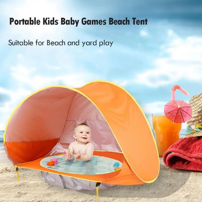 Детский пляжный тент, Детский водонепроницаемый всплывающий тент от солнца, тент с защитой от УФ-лучей, солнцезащитный тент с бассейном для детей, открытый кемпинг, солнцезащитный тент для пляжа