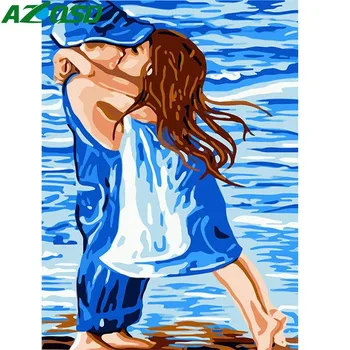 

AZQSD Oil Painting Boy Girl Painting By Numbers DIY Figure Children Paint Canvas Picture Hand Painted Modern K121