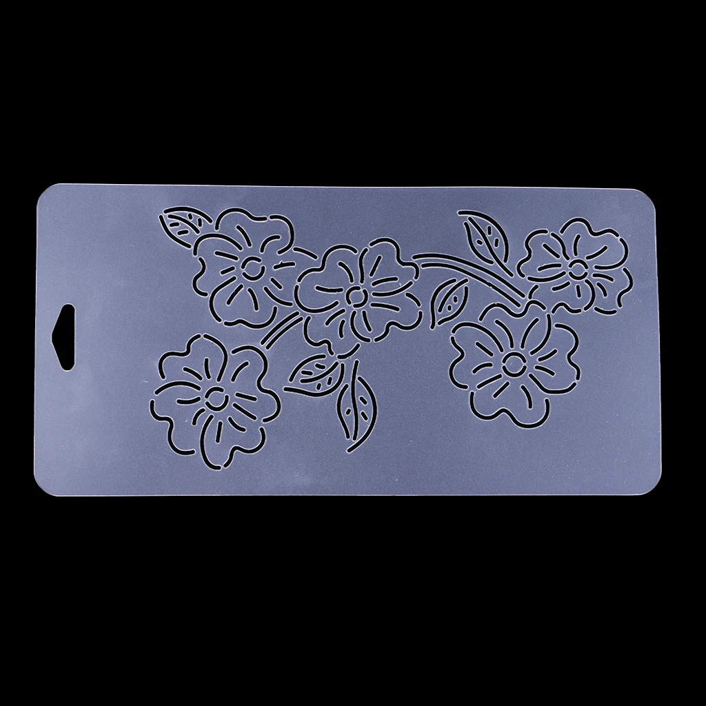 2 Pieces Semi-Transparent Flower Pattern Plastic Drawing Quilting Stencil for DIY Crafts