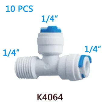 

10PCS 1/4" Tube OD Hose 1/4" Maled Tee Adapter Quick Connection RO Water Connector Fittings Reverse Osmosis Aquarium System