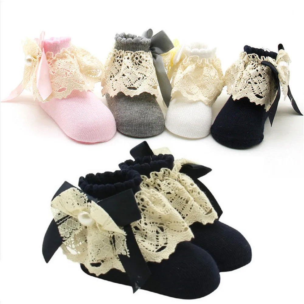 

Baby Girls Boys Anti-slip Floor Socks Lace Patchwork Princess Newborn Toddled Baby Ankle Sock 0-12 Months