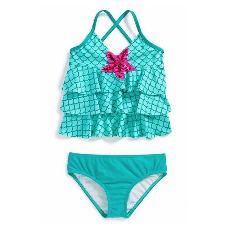 

Pudcoco New Brand 2pcs Toddler Kids Girls Scaly Flower Holiday Beach Set Swimwear Bathing Suit