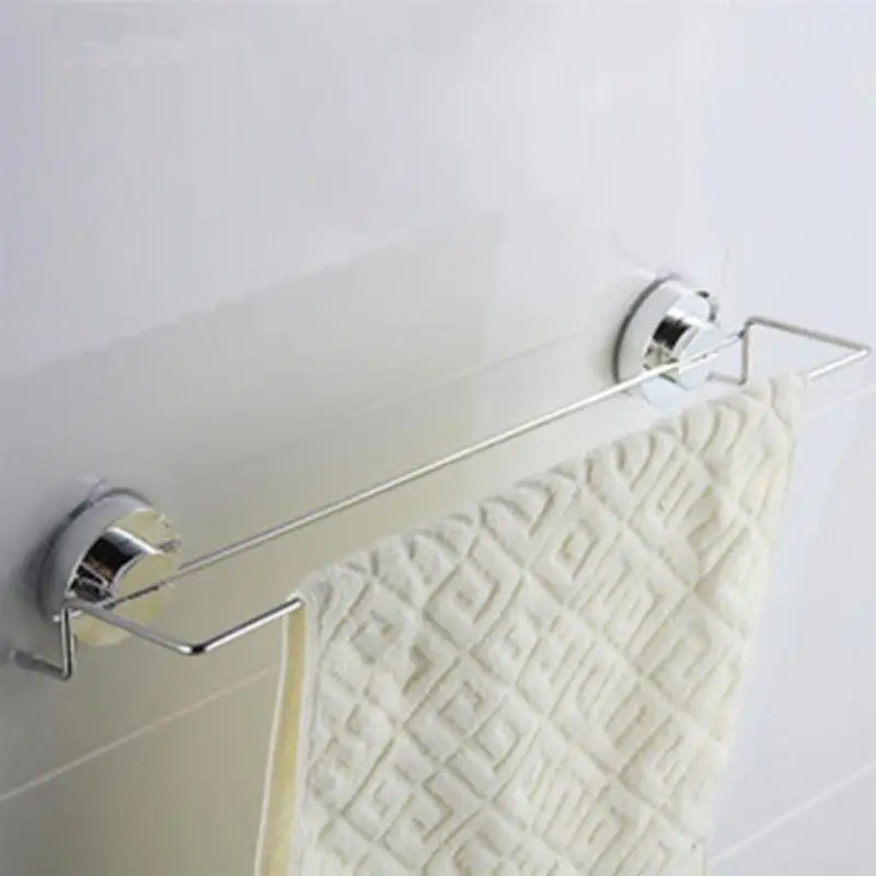 

2019 Double Stainless Steel Towel Rack Hanger Vacuum Suction Cup Bathroom Towel Shelf Bar Rack Organizer Bathroom Hanger