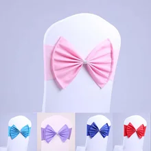 Ленты для свадебных стульев бантом эластичная лента на стул Подвязка из спандекса для стула подходят ко всем спинка для офисных кресел из галстуком-бабочкой для девочек; Мини-Юбка Для Свадебная вечеринка Церемония банкета