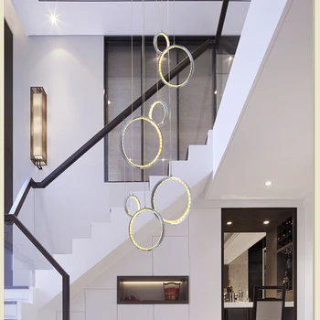 

Modern led crystal pendent light with 3 circle ring suspended pendent lamp foyer hanging lamps Dinning Room Indoor home Lighting
