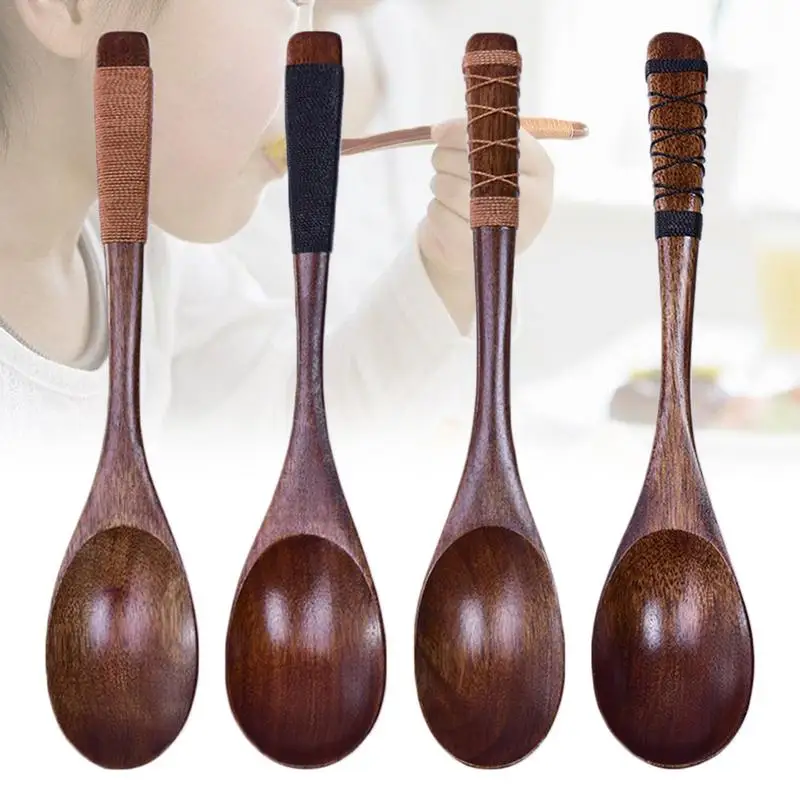 

4PCS 20*4CM High Quality Natural Wooden Spoon Fork Bamboo Kitchen Cooking Utensil Tool Soup Honey Coffee Teaspoon Tableware