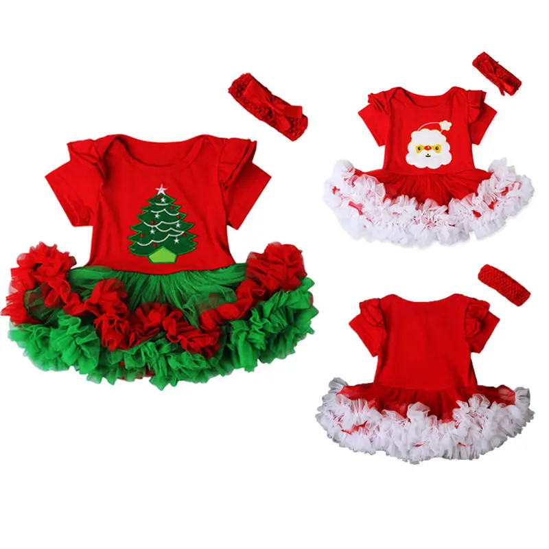 

Christmas Newborn Baby Girls Tutu Dress Infant Kids Princess Cute Bodysuits Dress+Headbands 2Pcs Sets Party Costume Outfits