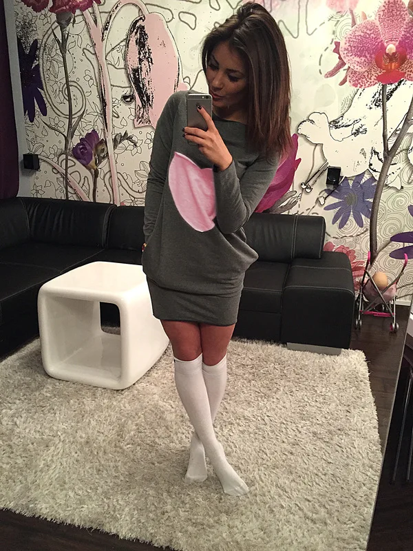 2018 Women Heart Dresses mini sweatshirt dress female jacket Long Sleeve Double Pocket Women Clothe