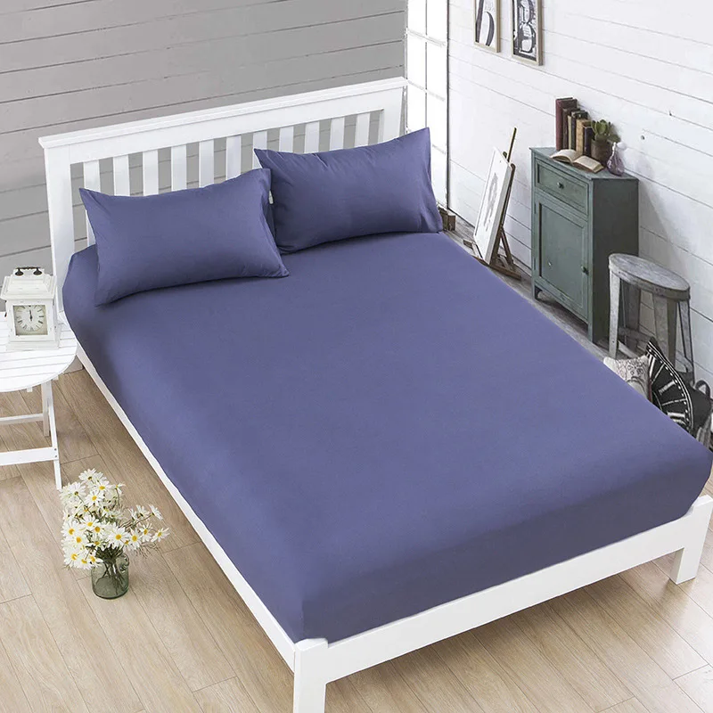 

Polyester Anti-dirty Mattress Cover Solid Color Anti-slip Mattress Protector Bed Cover Fitted Sheet for Bedroom cubre colchon35
