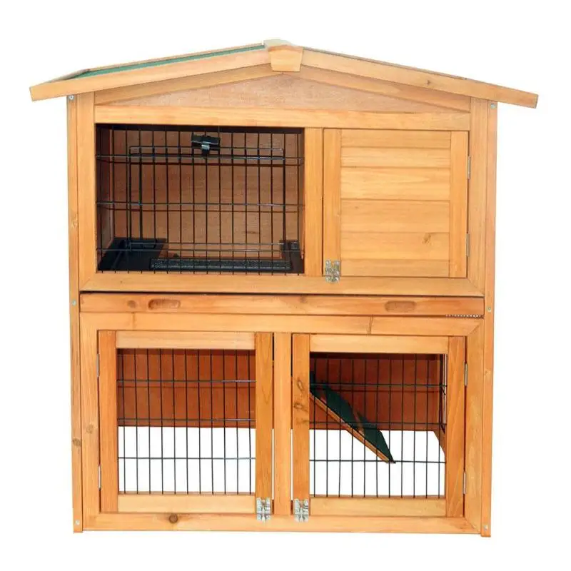 

40 inch Triangle Roof Rabbit Hutch Waterproof Wooden A-Frame Small House for Chicken Pet Cage Coop