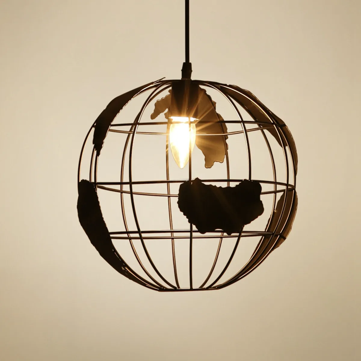 

Ceiling Lamp 1Pcs E27 Bulb Globe Earth Shaped Hanging Pendant Light Plate Restaurant Coffee Indoor Lighting Decor Dome Light