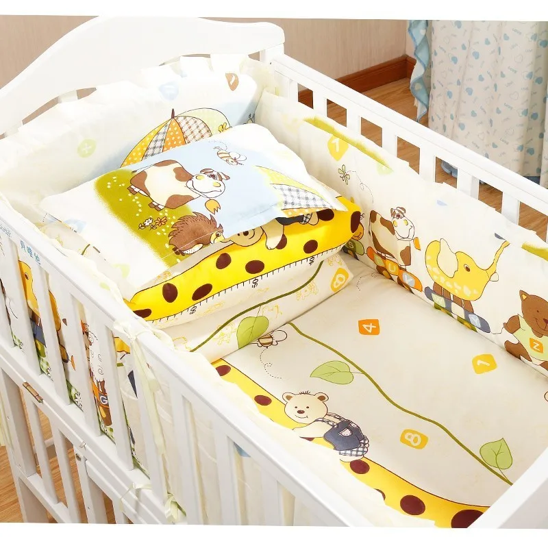 Acheter 5 pièces pur coton bébé lit pare chocs Kit doux amovible lavable nouveau né bébé literie berceau lit pare chocs bébé chambre décor mignon épaissi