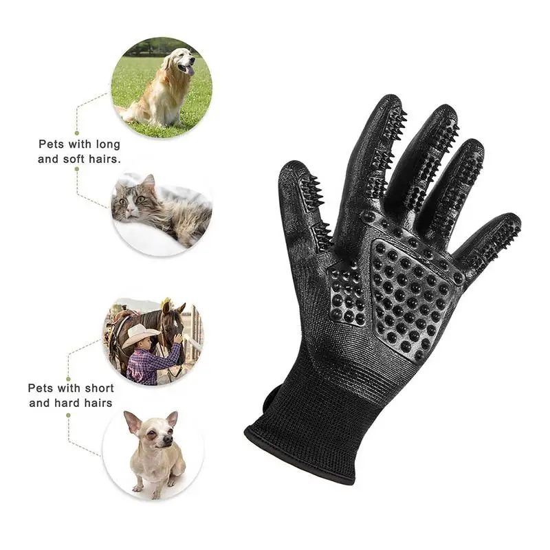 1 Pair Pet Five Fingers Rubber Massage Grooming Gloves Pet Caring Gloves Reduce Shedding Pet Cleaning Tool