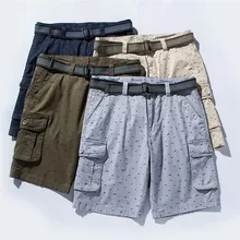 Htlb мужские летние новые модные Хлопковые Бриджи с принтом Мужские Брендовые повседневные легкие многокарманные пляжные обшитые мужские шорты Masculino