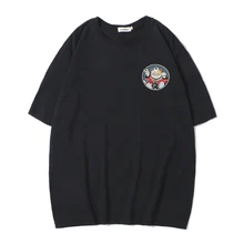 2019 Summer top Men's New Pattern Fashion Trend Cartoon Printing Student Grey/white Color Cotton Clothing Loose T-shirts tshirt