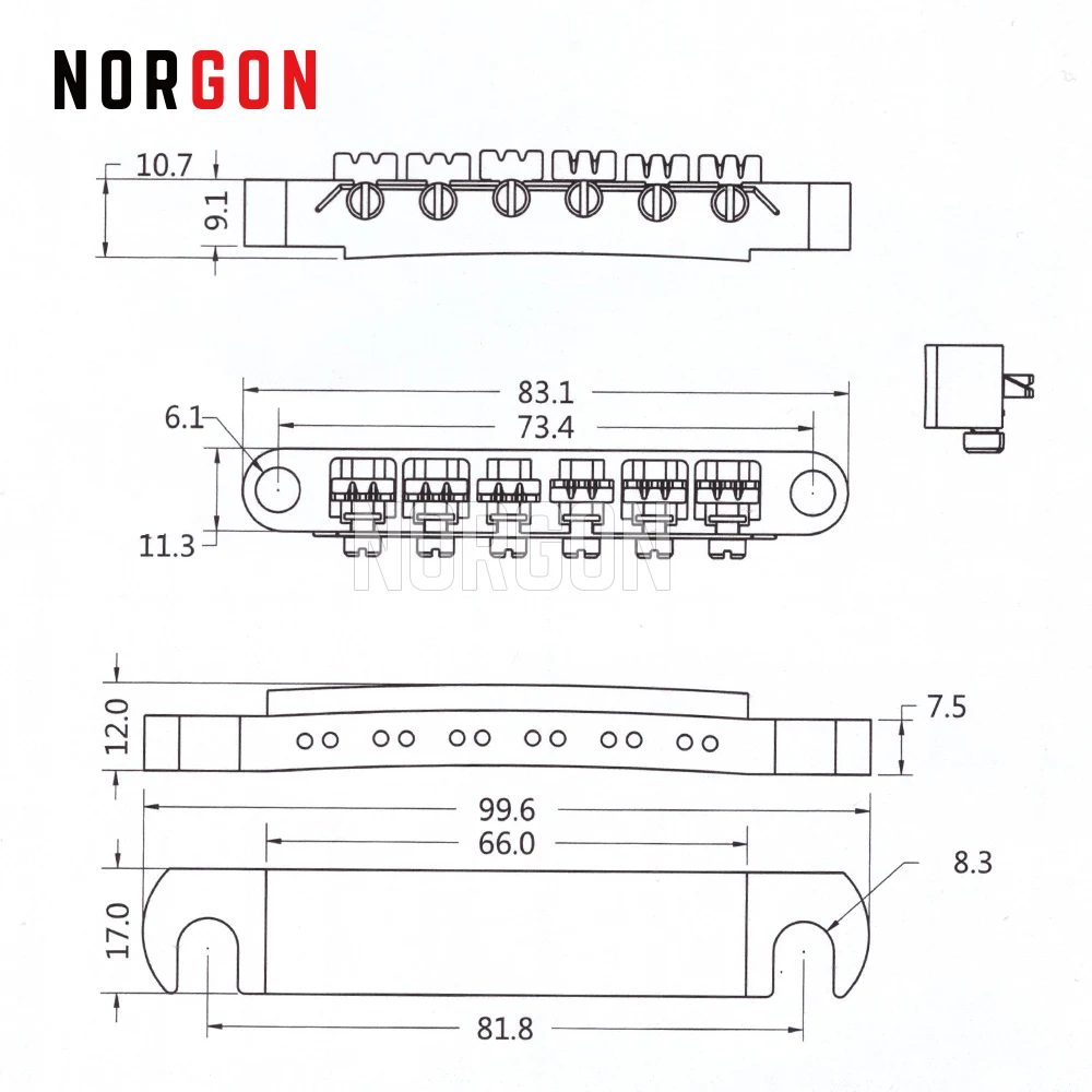 Norgon 12 Нижний порожек Tune O Matic Bridge для LP электрогитара гитара Запчасти и аксессуары