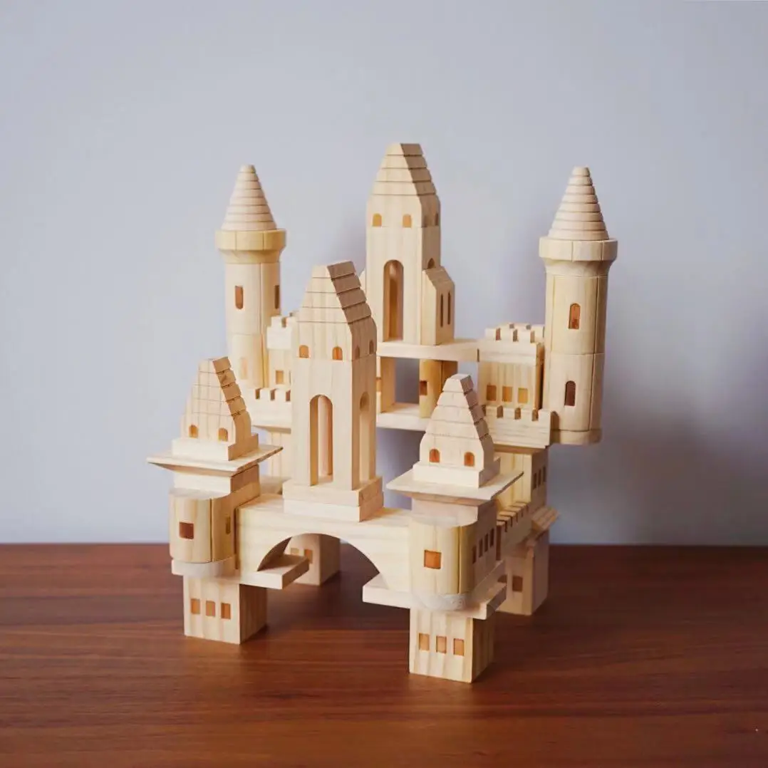 

Wooden Building Block Toys 66pcs/75pcs No Painting Environmental Protection Toys For Preschool Children Gift